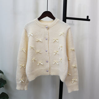 Soft Knitted Cardigan with Bow Details - Cozy & Stylish