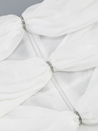 Elegant Ruched Sweetheart Strapless Mini Dress - Sunshine Yellow & Classic White