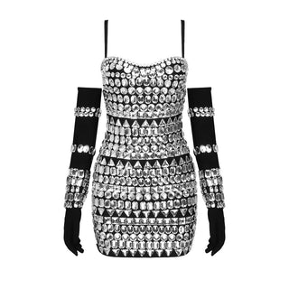 Emily Sleeveless Sparkle Gem Bandage Mini Dress
