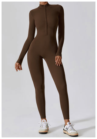 Zipper Long-Sleeved Yoga Jumpsuit