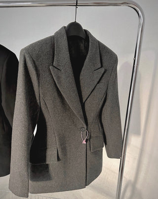 Oversized Wool Blazer Dress with Pockets