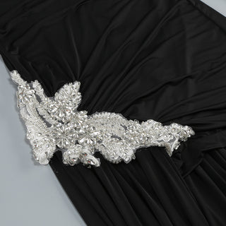 Embellished Diamond Slit  Long Dress