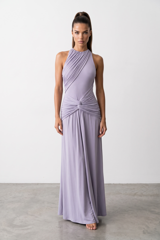 Ruched Twist Waist Sleeveless Long Dress