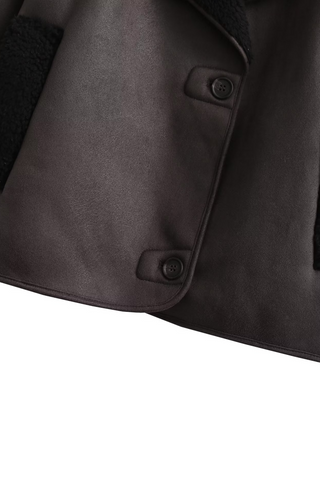 Faux Leather Shearling Oversized Coat