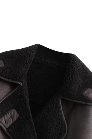 Faux Leather Shearling Oversized Coat