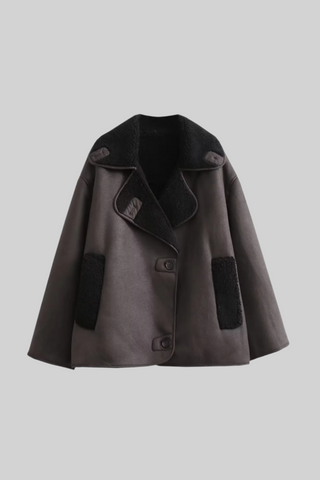 Faux Leather Shearling Oversized Coat
