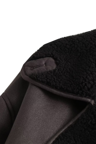 Faux Leather Shearling Oversized Coat