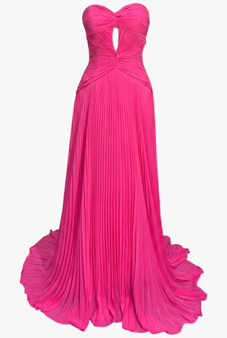 Twisted Cut-Out Pleated Chiffon Long Dress