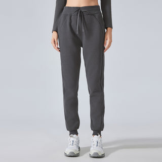 High-Waist Casual Sweatpants with Fleece Lining