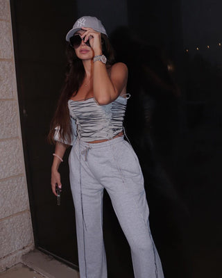 Demi Grey Strapless Corset Top