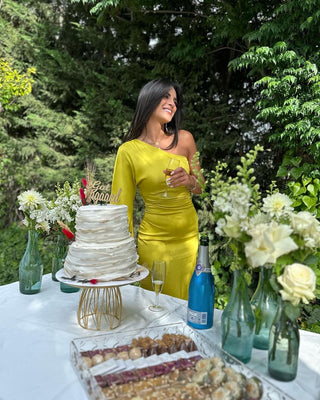 Sylvie One Shoulder Satin Midi Dress