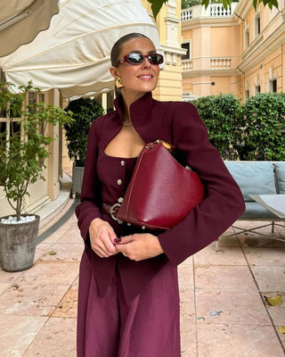 Elegant High-End Woven Long Sleeve Suit Jacket with Statement Buttons