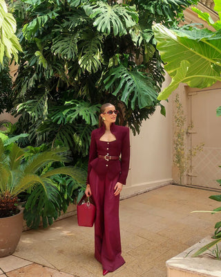 Elegant High-End Woven Long Sleeve Suit Jacket with Statement Buttons