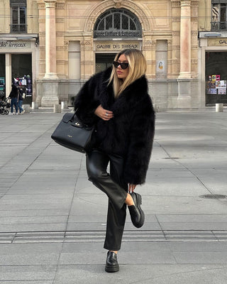 Luxe Black Faux Fur Short Jacket
