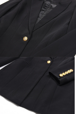 Classic Long Sleeve Blazer Dress – Fitted Crepe with Sharp Lapels