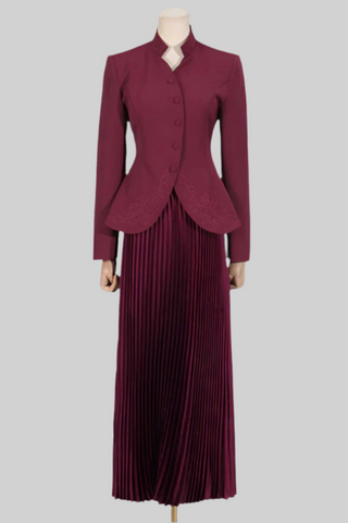 Elegant Tailored Blazer & Pleated Maxi Skirt Set