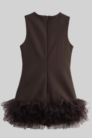 Sleeveless Mini Dress with Tulle Hemline