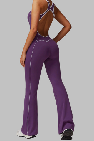 Sleeveless Open-Back Padded Sports Jumpsuit