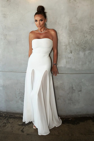 Strapless Mesh-Bandage long dress