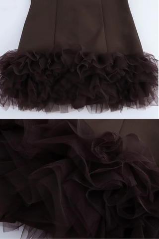 Sleeveless Mini Dress with Tulle Hemline