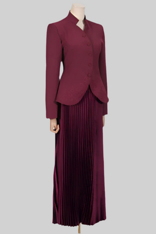 Elegant Tailored Blazer & Pleated Maxi Skirt Set