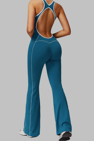 Sleeveless Open-Back Padded Sports Jumpsuit