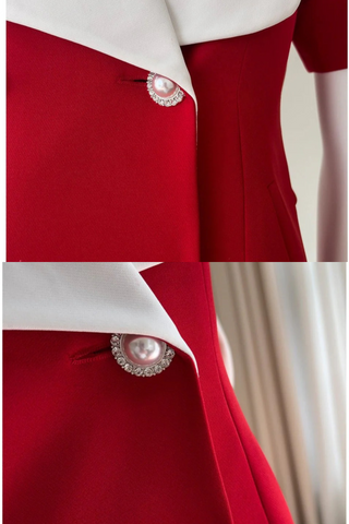 Red Short-Sleeve Bow-Back Mini Dress