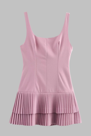 Sleeveless Pleated Mini Dress with Matching Shorts