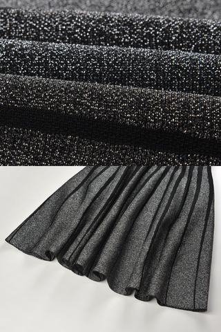 Black-Silver Shiny Knitted Sleeveless Mini Dress