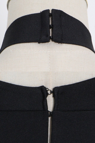 High-Neck Layered bandage dress with Pleated Skirt