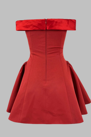 Elegant Fit-and-Flare Off-Shoulder Mini Dress