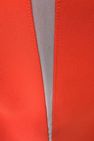 Embellished Crepe Red Sleeveless Mini Dress with Mesh Detail