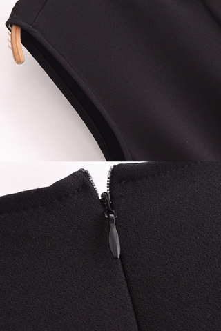 Belted Sleeveless Crepe Midi Dress with Gold Button Detail