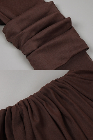 Long Asymmetric Sheer Mesh Dress with Draped Ruched Skirt