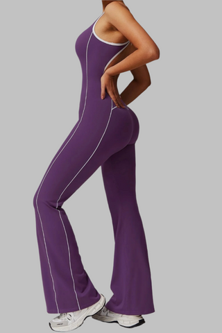 Sleeveless Open-Back Padded Sports Jumpsuit