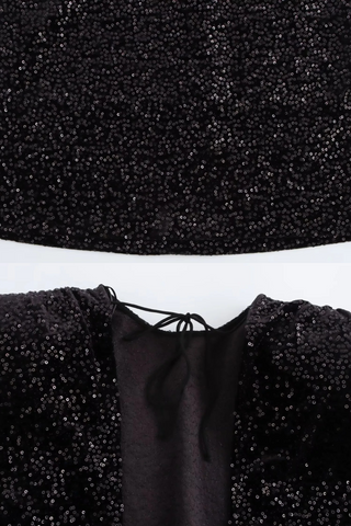 Sparkling Black Sleeveless Sequin Mini Dress