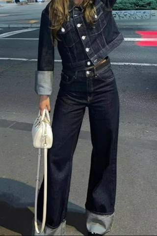 Oversized Cuffed Denim Jacket