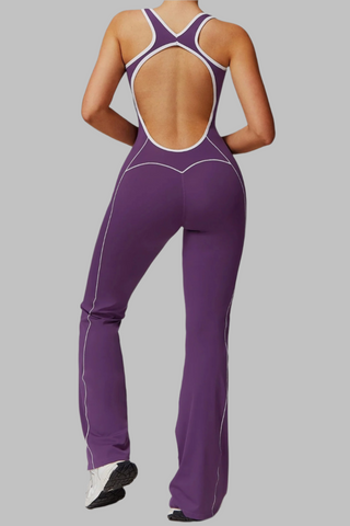 Sleeveless Open-Back Padded Sports Jumpsuit