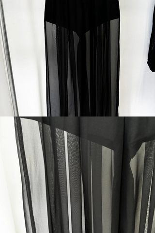 Embellished Blazer & Sheer Wide-Leg Pant Set