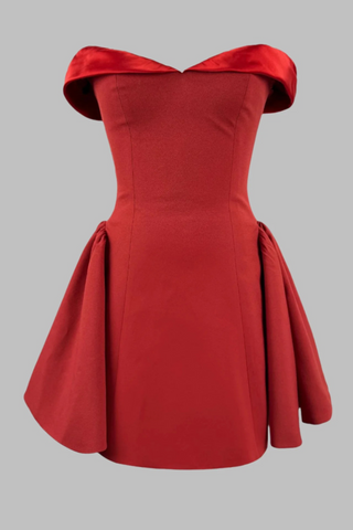 Elegant Fit-and-Flare Off-Shoulder Mini Dress