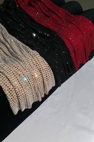 Sleeveless Rhinestone Mesh Mini Dress