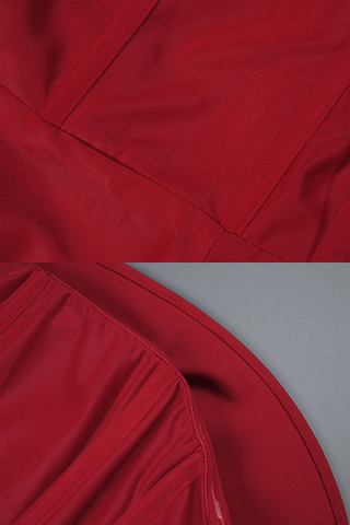 Red Strapless Mini Dress with Oversized Rosette Detail