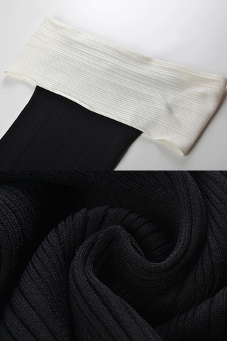 Off-Shoulder Bow Detail Ribbed Knit Long Dress