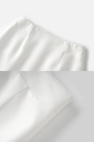 Two-Tone Blazer & Skirt Set – Black and White Contrast Tailored Jacket with Mini Skirt