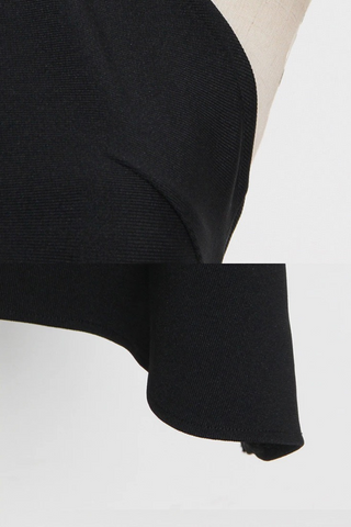 High-Neck Layered bandage dress with Pleated Skirt