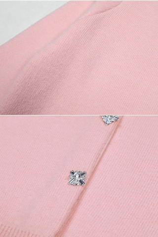 Long-Sleeve Knit Embellished Button-Up Cardigan