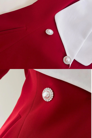 Red Short-Sleeve Bow-Back Mini Dress