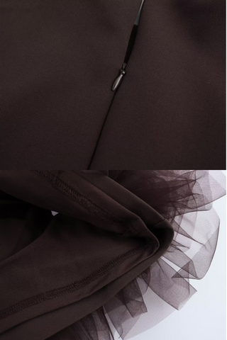 Sleeveless Mini Dress with Tulle Hemline