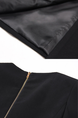 Classic Long Sleeve Blazer Dress – Fitted Crepe with Sharp Lapels