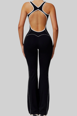 Sleeveless Open-Back Padded Sports Jumpsuit